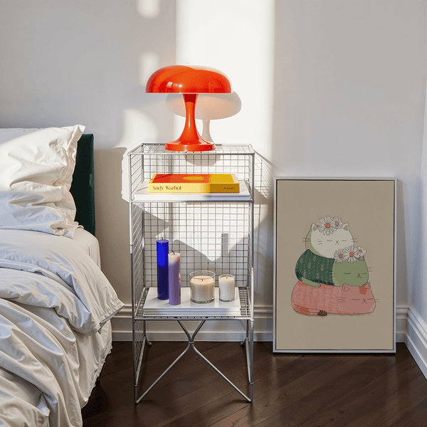 Floral Cute Cat Art Print with Green accents for children’s art print