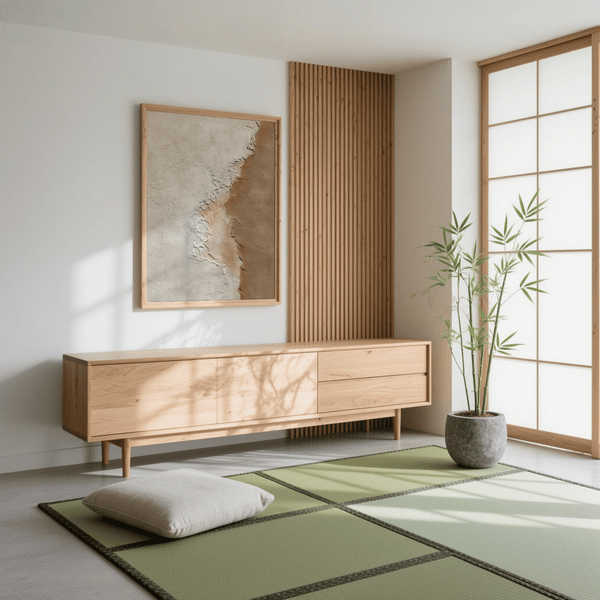 Earthy Modern Home Decor poster with brown and beige, great for hallway display