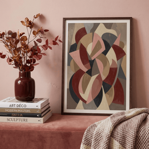 Minimalist Abstract Wall Art canvas featuring curved arcs and blocks