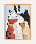 Colorful Dog Poster art print with Gray and Beige for living room wall