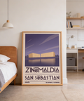 Typographic travel wall art poster reading San Sebastian with Spain text and coordinate numbers