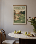 Illustrating retro travel-style golf wall art print with large Pinehurst No. 2 title and open sky