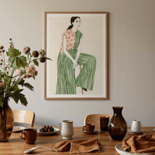 Hand-drawn female figure wall art emphasizing silhouette and clean outlines