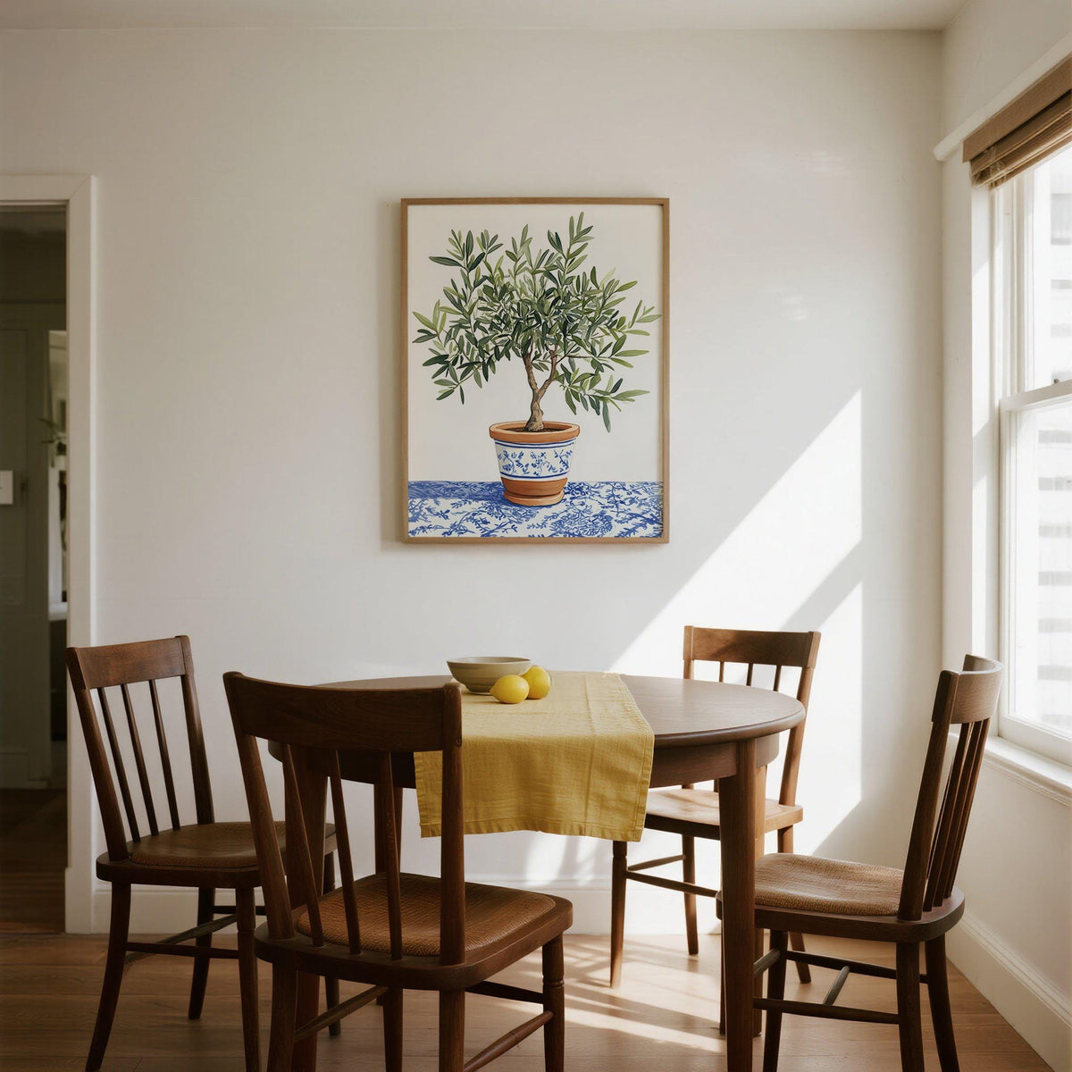 Elegant watercolor Olive Tree Art highlighting simple natural forms and texture.