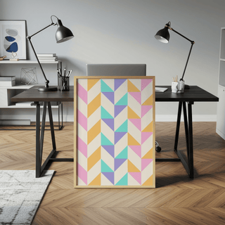 Abstract Pastel Print detailed with gold and white, ideal for studio poster