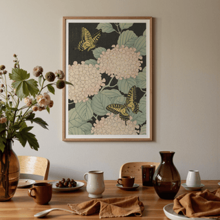 Butterfly Art Print with yellow butterflies for botanical theme