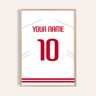 Sevilla Football Shirt Poster print with jersey outline, YOUR NAME, and number 10