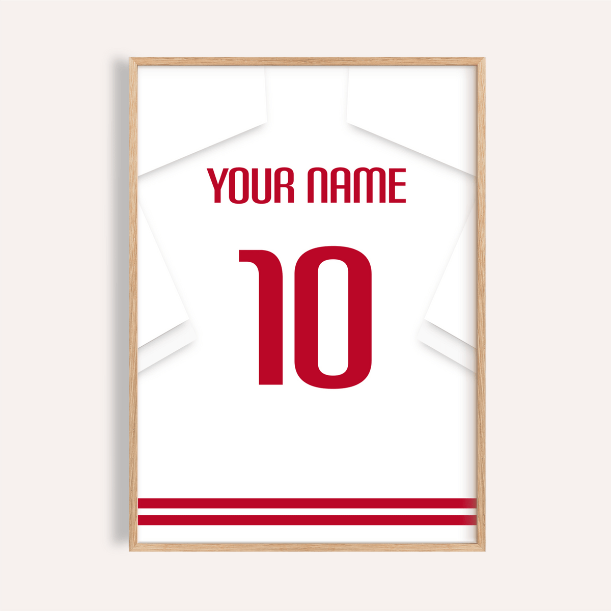 Sevilla Football Shirt Poster print with jersey outline, YOUR NAME, and number 10