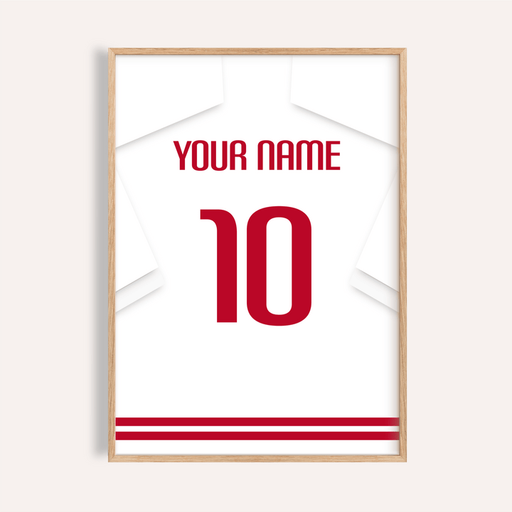 Sevilla Football Shirt Poster print with jersey outline, YOUR NAME, and number 10