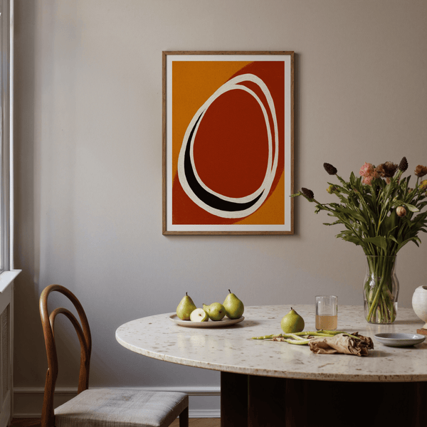 Modern Minimalist Art Print with repeated contour lines and printed border