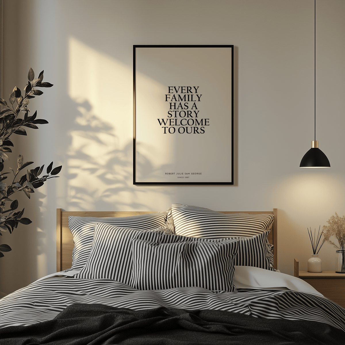 Modern Personalized Family Poster with White background for entryway decor