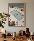 Ice Skating Poster in orange and white, lovely for family room art