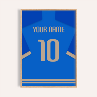 Centered jersey-back print poster with YOUR NAME and number 10