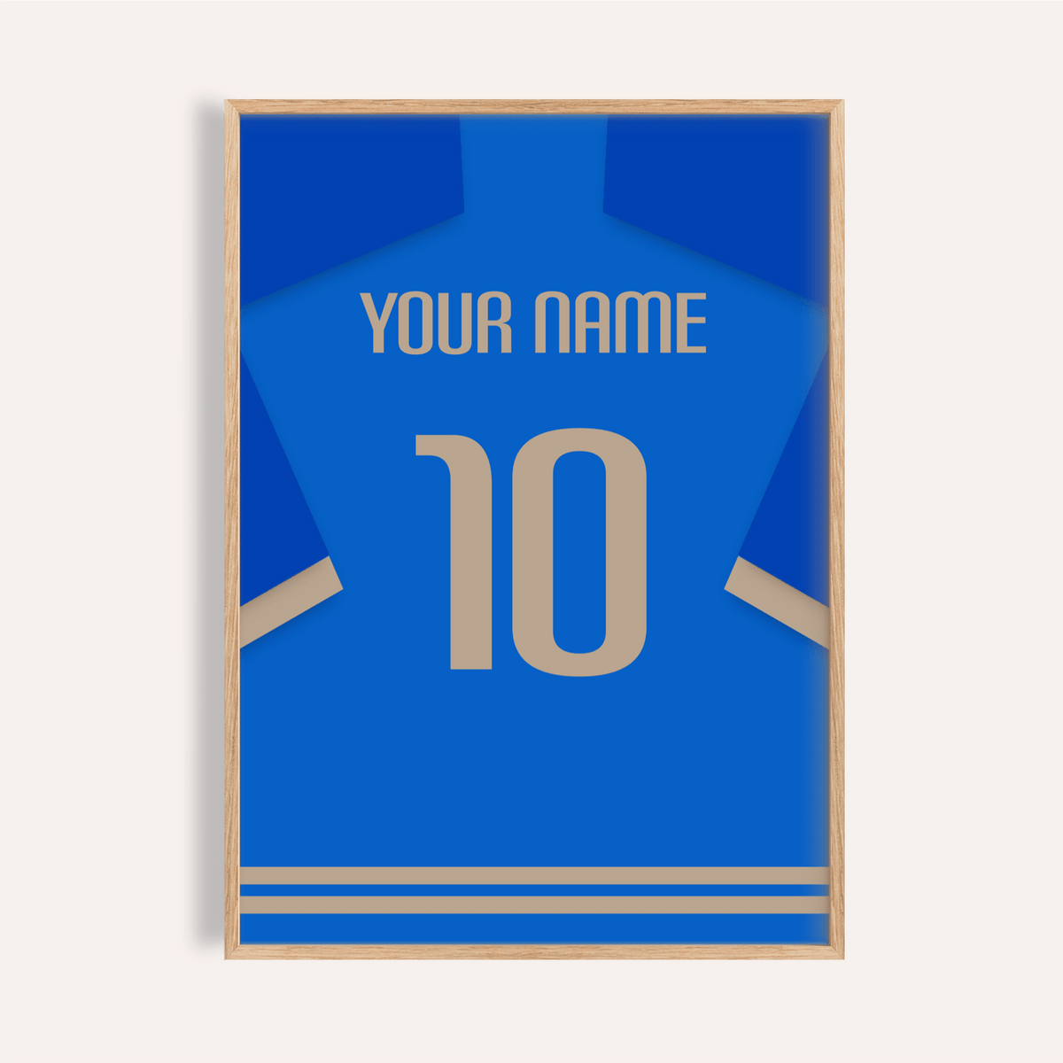 Centered jersey-back print poster with YOUR NAME and number 10
