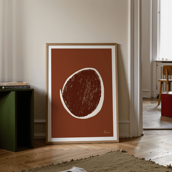 Modern Abstract Earth Tone Art Print wall art featuring a single circular form