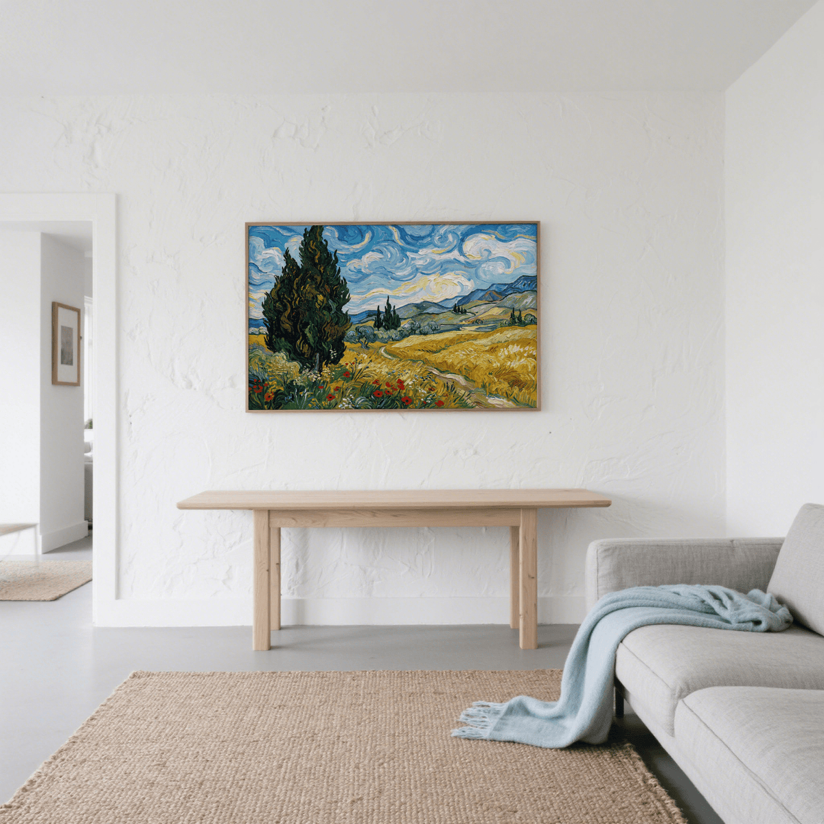 Bright Yellow Nature Poster landscape art print for hallway