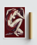 Figurative Art Print poster of a reclining nude with sweeping strokes