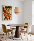 Fruit Art Print, orange and green botanical wall art for dining spaces
