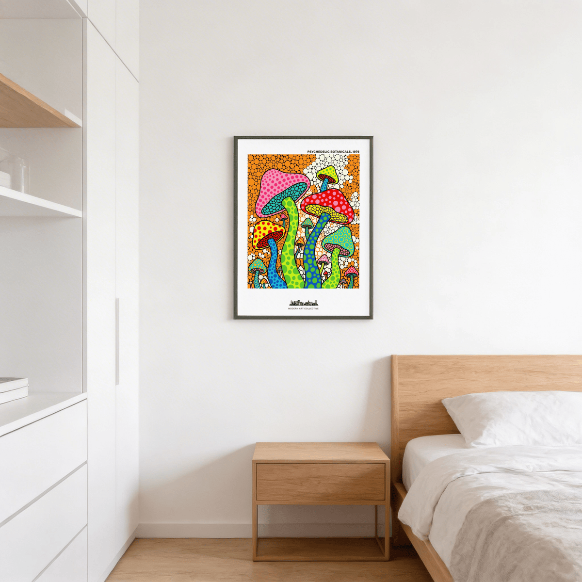 Illustrated toadstools poster with patterned caps and clustered layout