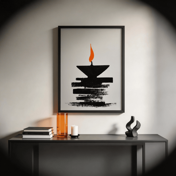 Stick figure dancers under bold sun illustration