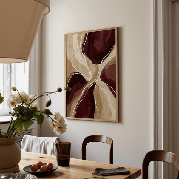 Organic Abstract Art Print in Brown and Beige for cozy reading nook wall art