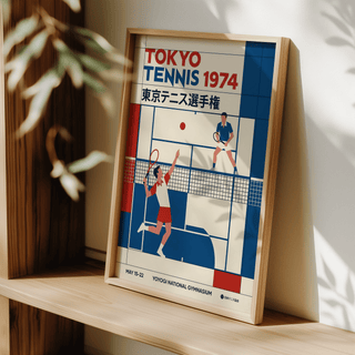 Minimal sports artwork with blocky color fields and event typography
