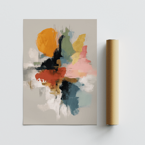 Colorful Abstract Art Print poster multicolored, great for bedroom wall art