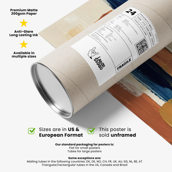 Abstract Color Blocks wall art, Blue, Orange, Beige, Brown, accent for dining area