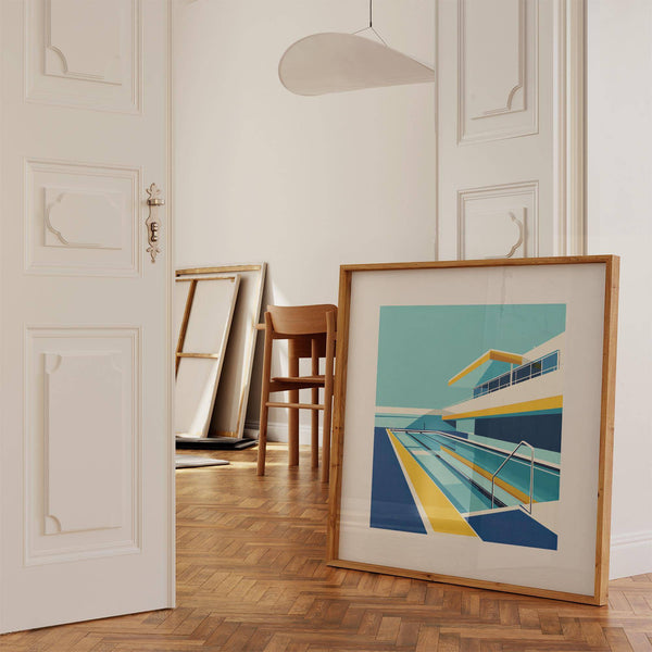 Poolside art print perfect for living rooms and offices