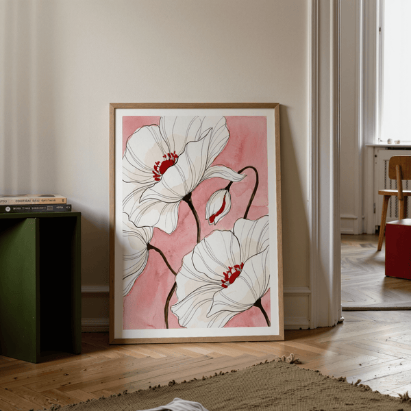 Gallery wall arrangement featuring Botanical Floral Art Print in portrait layout