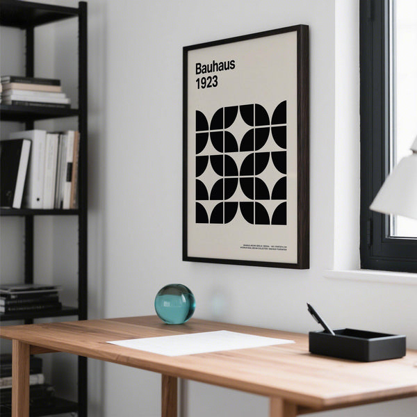 Minimalist Bauhaus-style Pictures for Home Office with bold shapes.