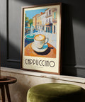 Soft brushstroke print of fountain and morning café view