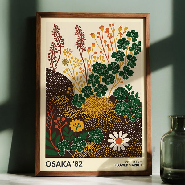 Modern wildflower art prints with earthy brown and golden tones.