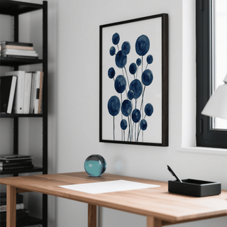 Blue and white Watercolor Flower Print for hallway art print