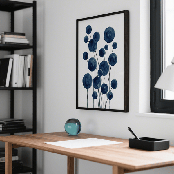 Blue and white Watercolor Flower Print for hallway art print