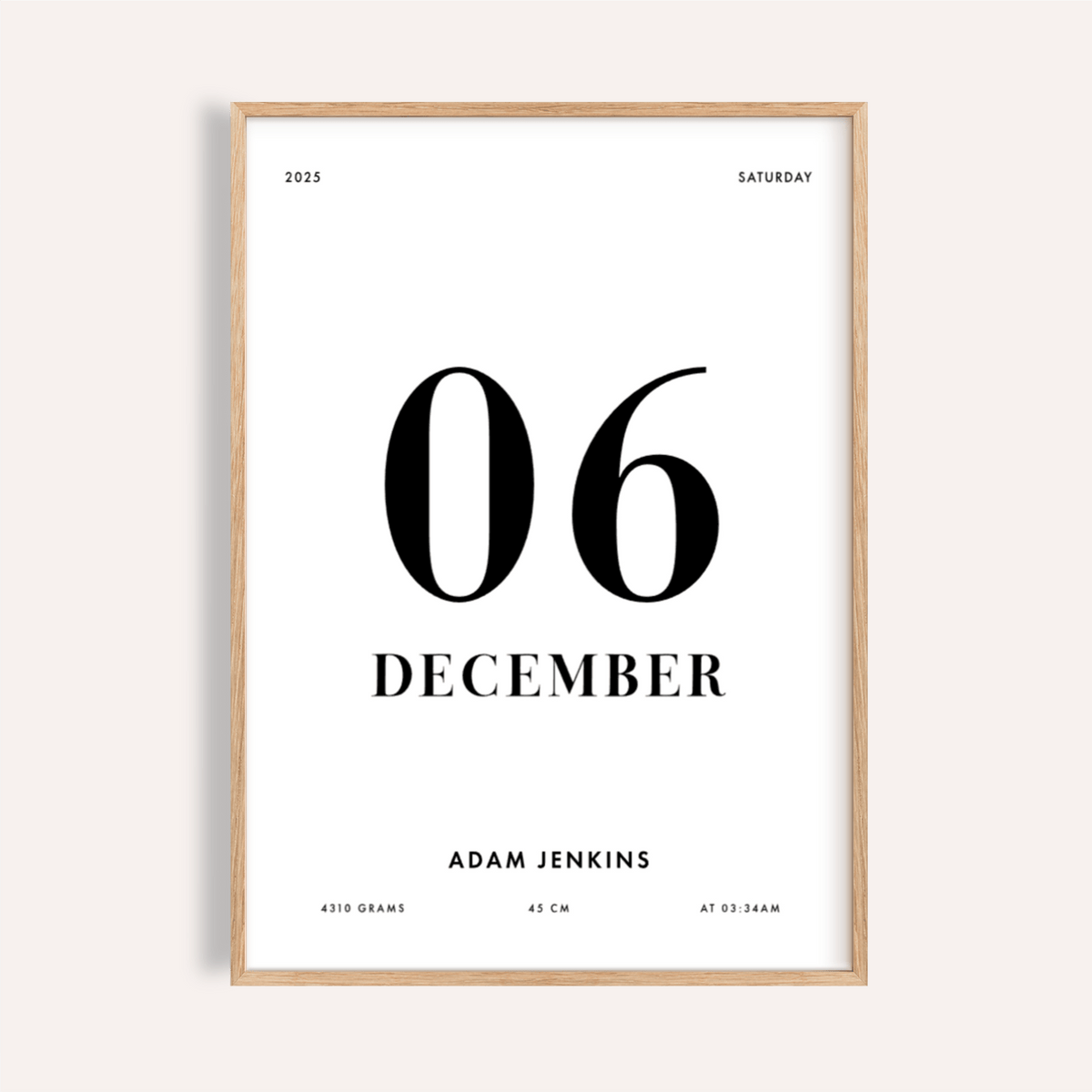 Born This Day Custom wall art in Black and White for nursery decor print