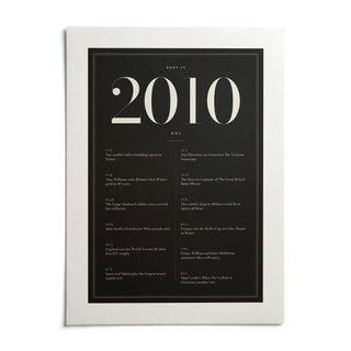 2010 Black Birthday Print, shown as an unframed paper print on a plain white background