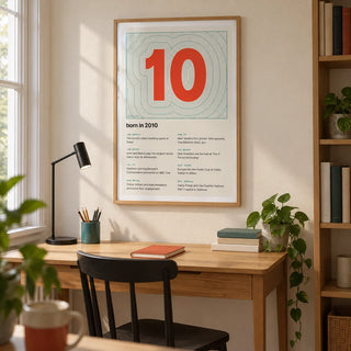 2010 Contour Map Print, framed on the wall of a compact contemporary study in a British terraced house with a cream wall