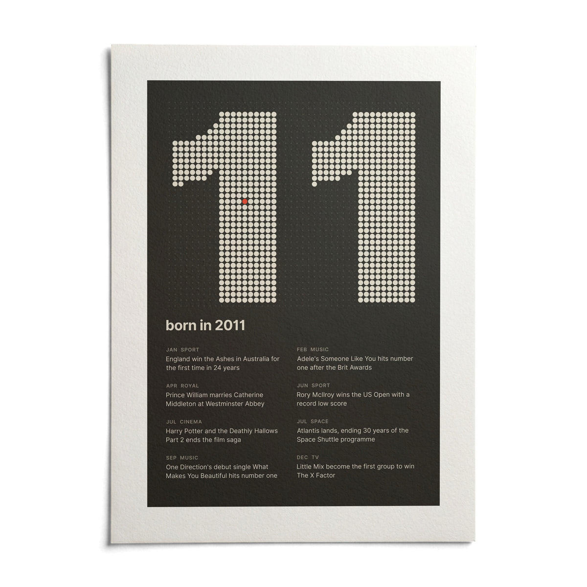 2011 Halftone Print, shown as an unframed paper print on a plain white background