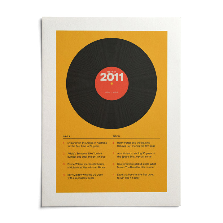 2011 Vinyl Record Print, shown as an unframed paper print on a plain white background