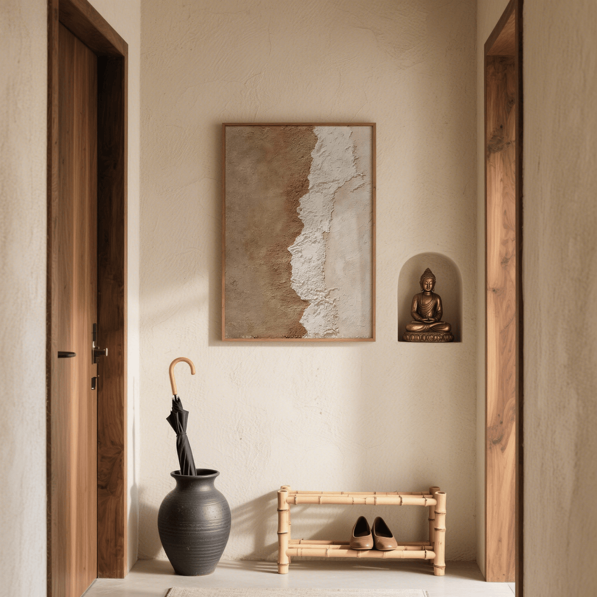 Textured Art Print with Brown, Beige shades for calm bedroom ambiance