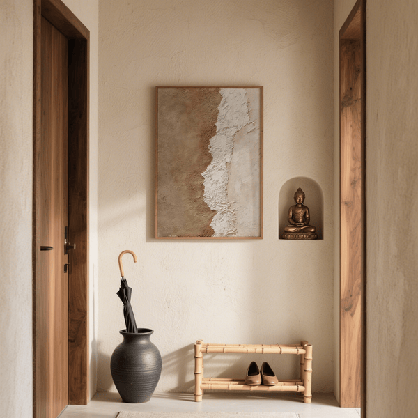 Textured Art Print with Brown, Beige shades for calm bedroom ambiance