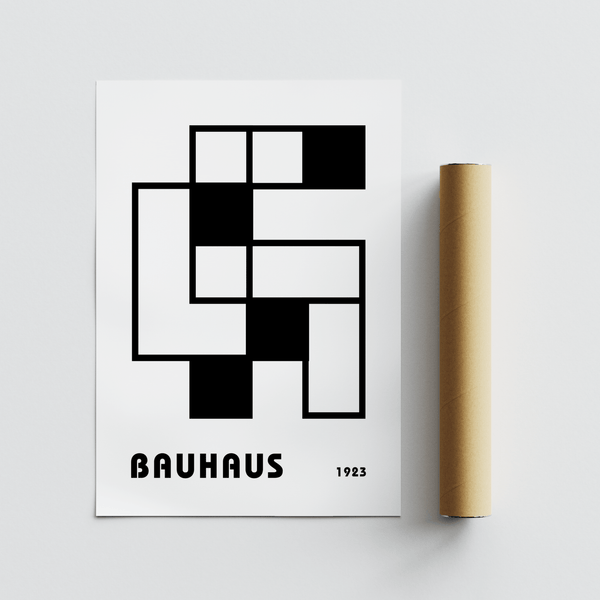 Minimalist Block Art modern poster with black, white hues for office décor