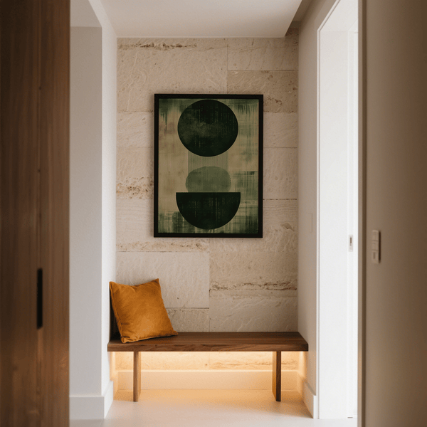 Stylish Green Wabi Sabi Print decor print in Green and Beige for study