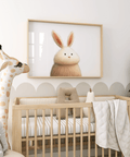 Cute Rabbit Wall Art print with Beige bunny for cozy reading nook wall display