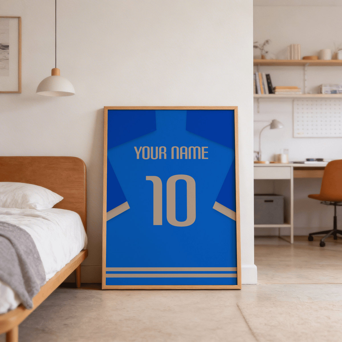 Personalised-style sports poster print with YOUR NAME above number 10