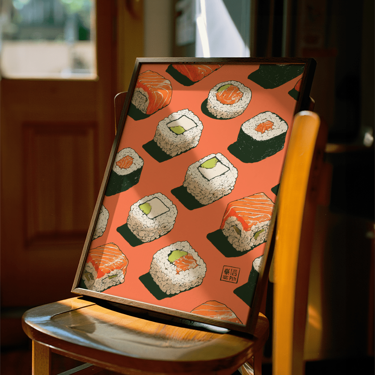 Sushi Wall Poster featuring White and Black for restaurant wall print