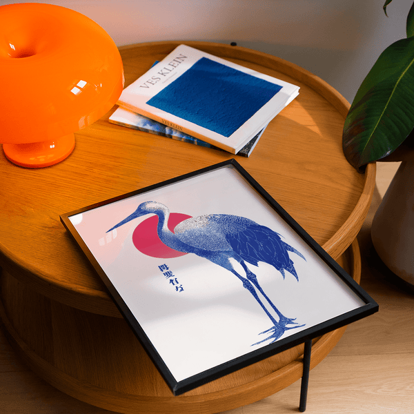 Blue Crane Art Print, Blue accents, hallway art print