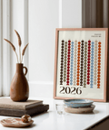 Big Calendar for Wall, red and beige accents, stylish hallway wall print