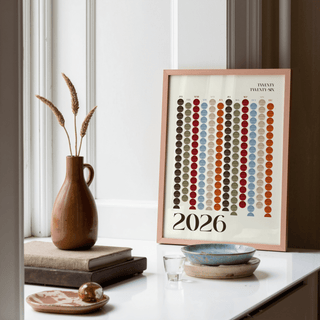 Big Calendar for Wall, red and beige accents, stylish hallway wall print